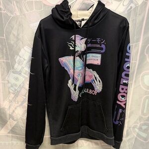 Black Hoodie with Vibrant Graphic Design